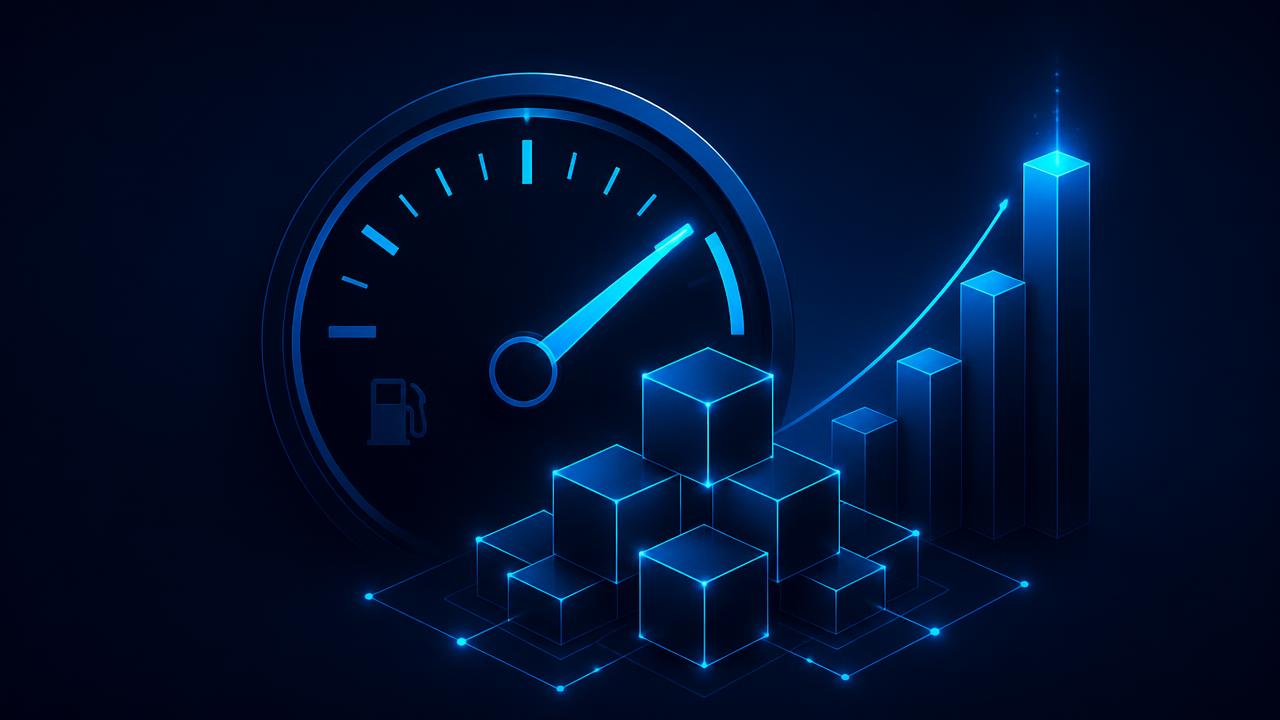 Gas pump icon overlaid on an Ethereum network diagram next to the Instadapp interface