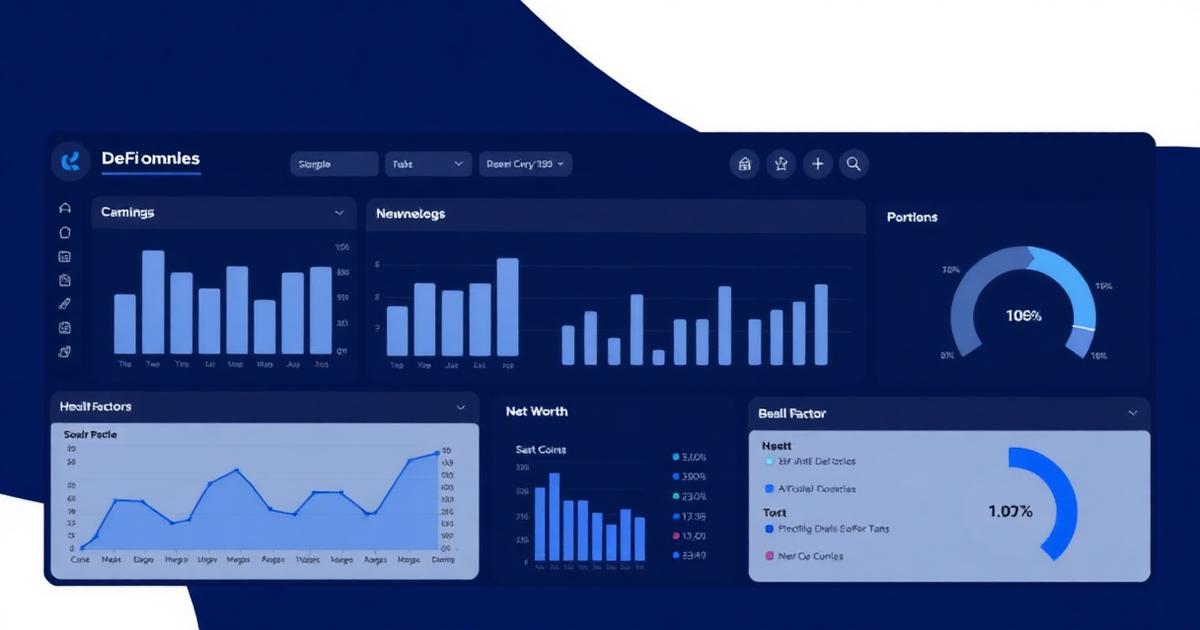 Illustration of the Instadapp Pro dashboard showing net worth, supplied and borrowed panels