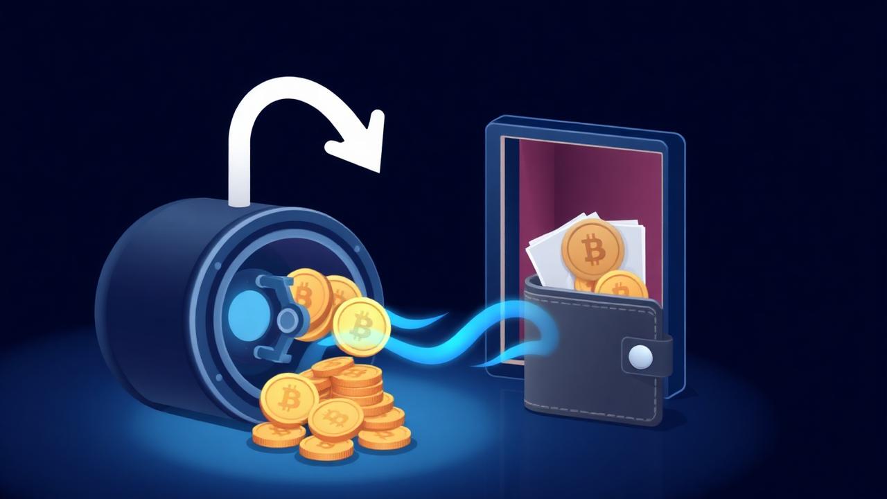Arrow pointing from an Instadapp vault icon toward a wallet, representing a withdrawal